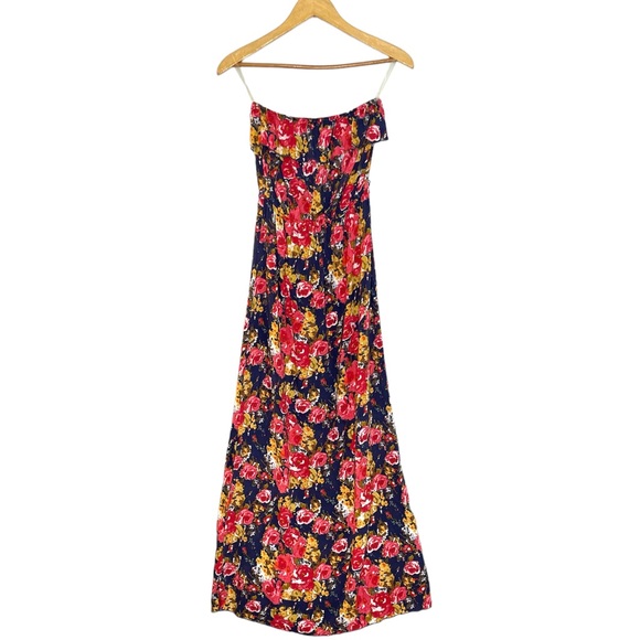 Trixxi Floral Strapless Ruffle Maxi Dress Women’s Small Bandeau - Picture 2 of 12